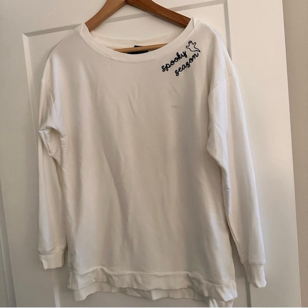 Cynthia Rowley Cream Crew Neck Sweater with Embroidery